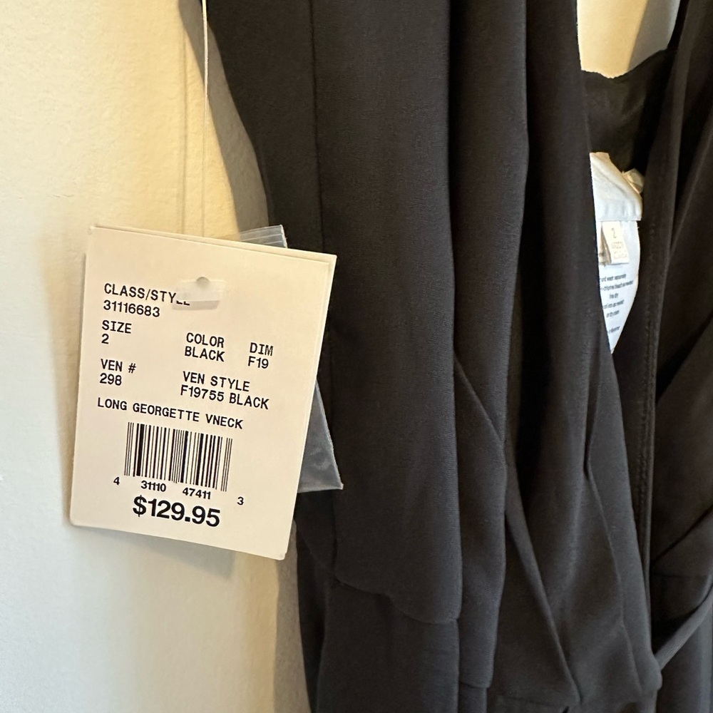 DAVID’S BRIDAL | Long Black Formal Georgette VNeck Dress - Picture 3 of 3